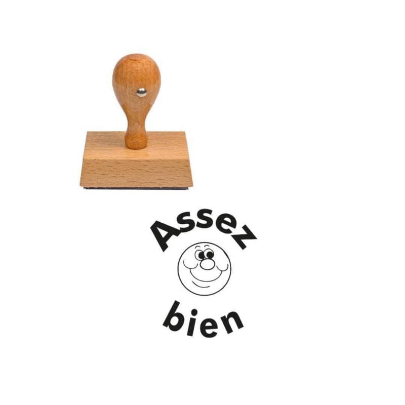 Tampon enseignant assez bien n°3 en bois — vue 1