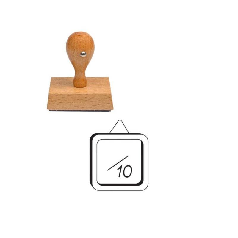 Tampon enseignant note sur 10 n°10 en bois — vue 1