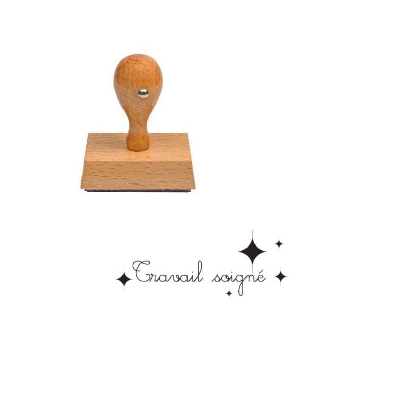 Tampon enseignant travail soigné n°28 en bois — vue 1