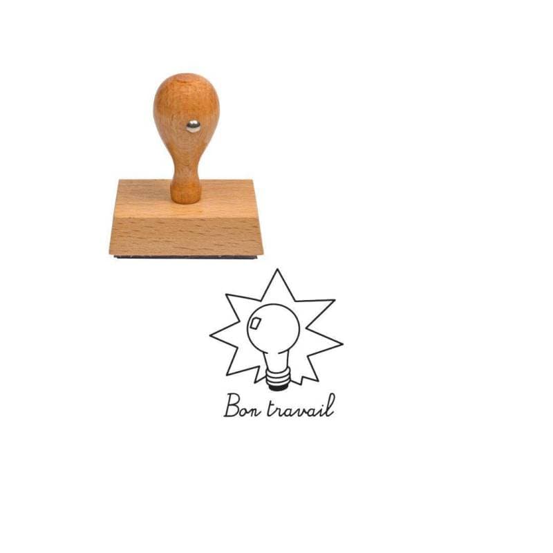 Tampon enseignant bon travail n°9 en bois — vue 1