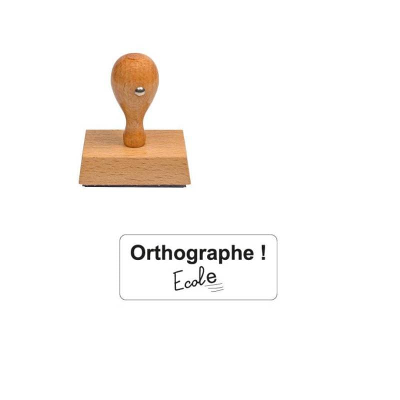 Tampon enseignant orthographe n°27 en bois — vue 1