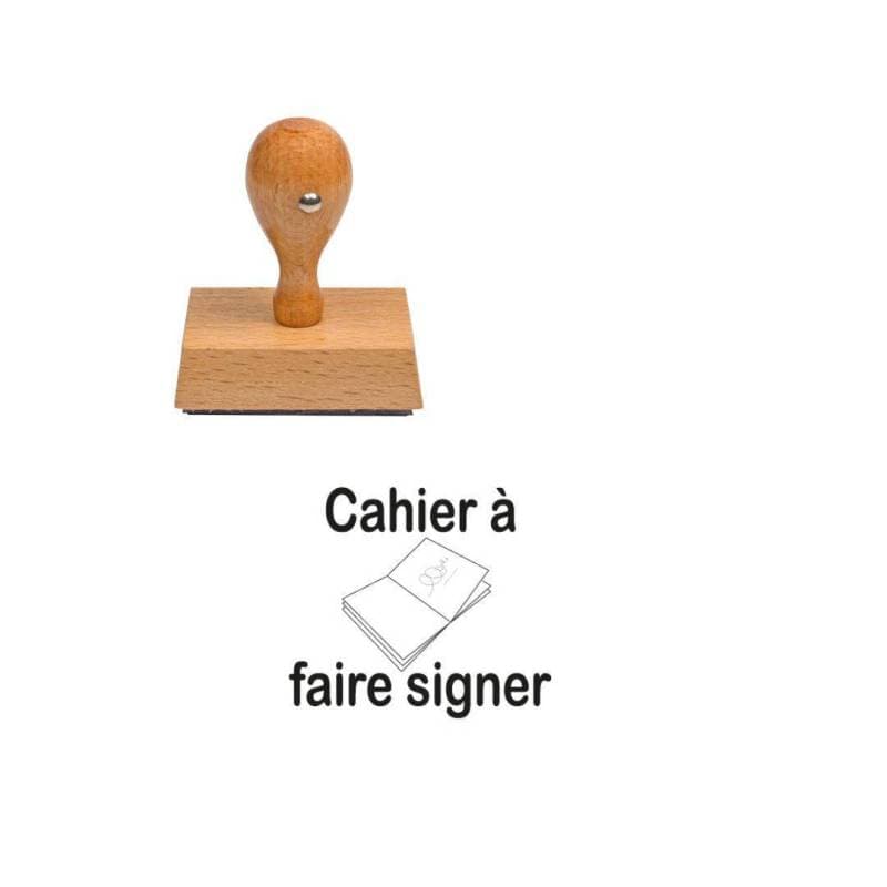 Tampon enseignant cahier à faire n°26 signer en bois — vue 1