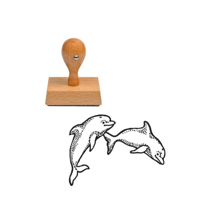 Tampon animaux dauphins en bois — vue 1