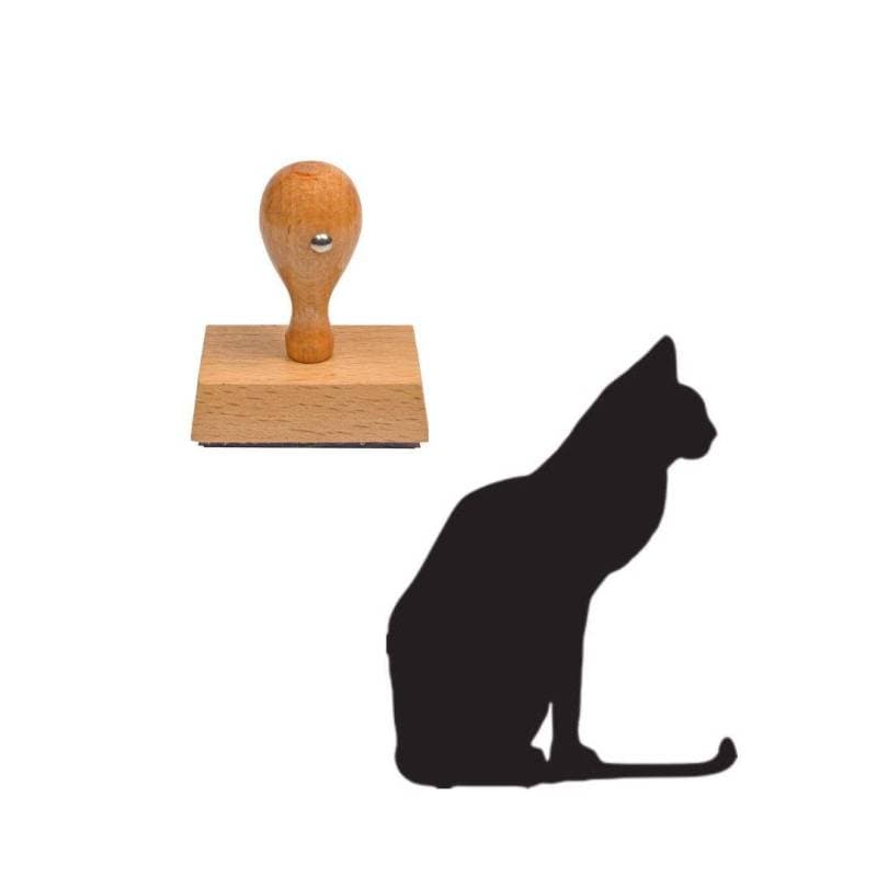 Tampon animaux chat en bois — vue 1