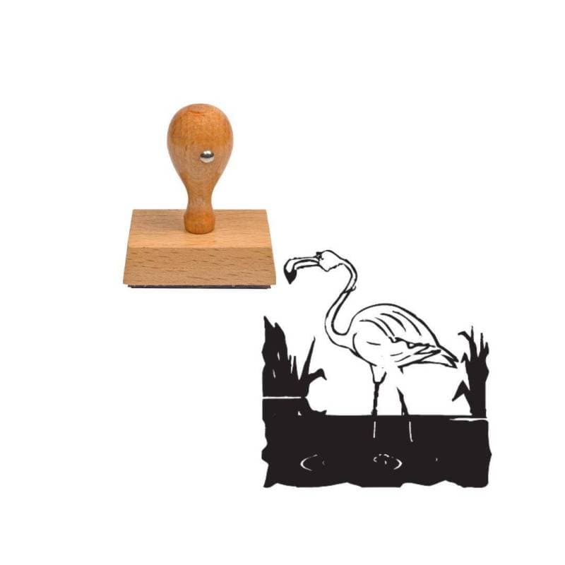 Tampon animaux Flamant rose en bois — vue 1