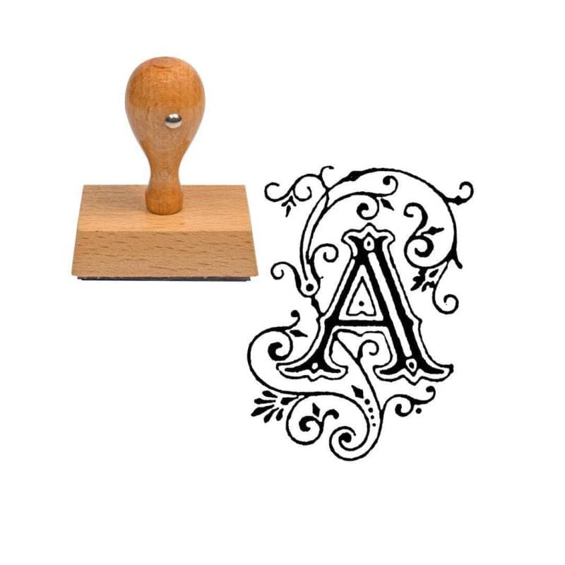 Tampon alphabet A en bois — vue 1
