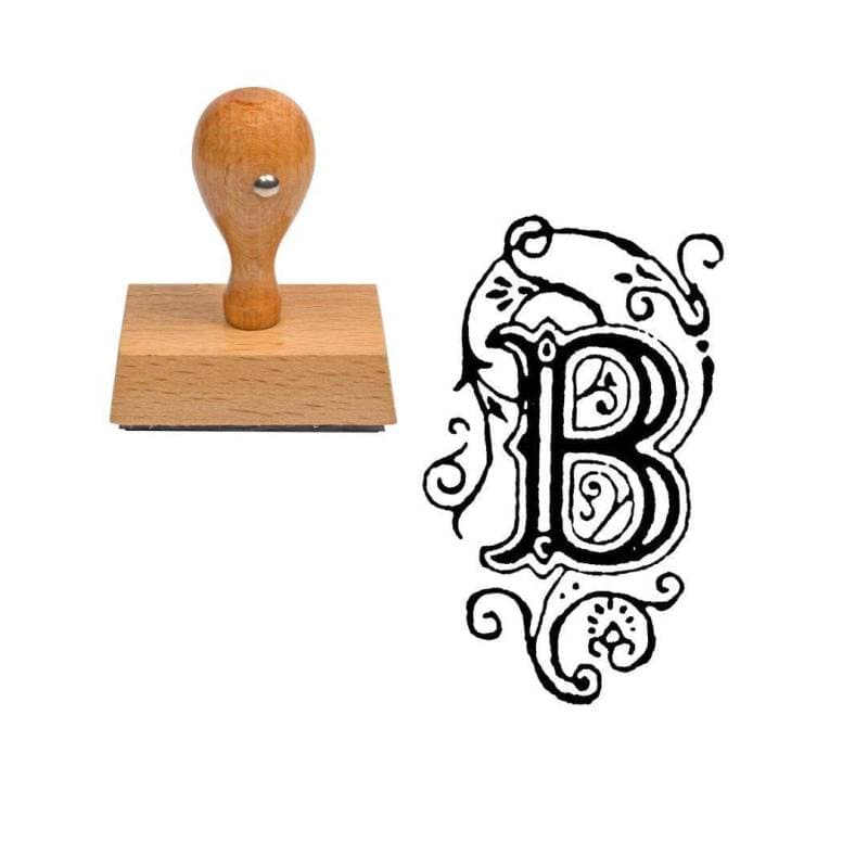 Tampon alphabet B en bois — vue 1