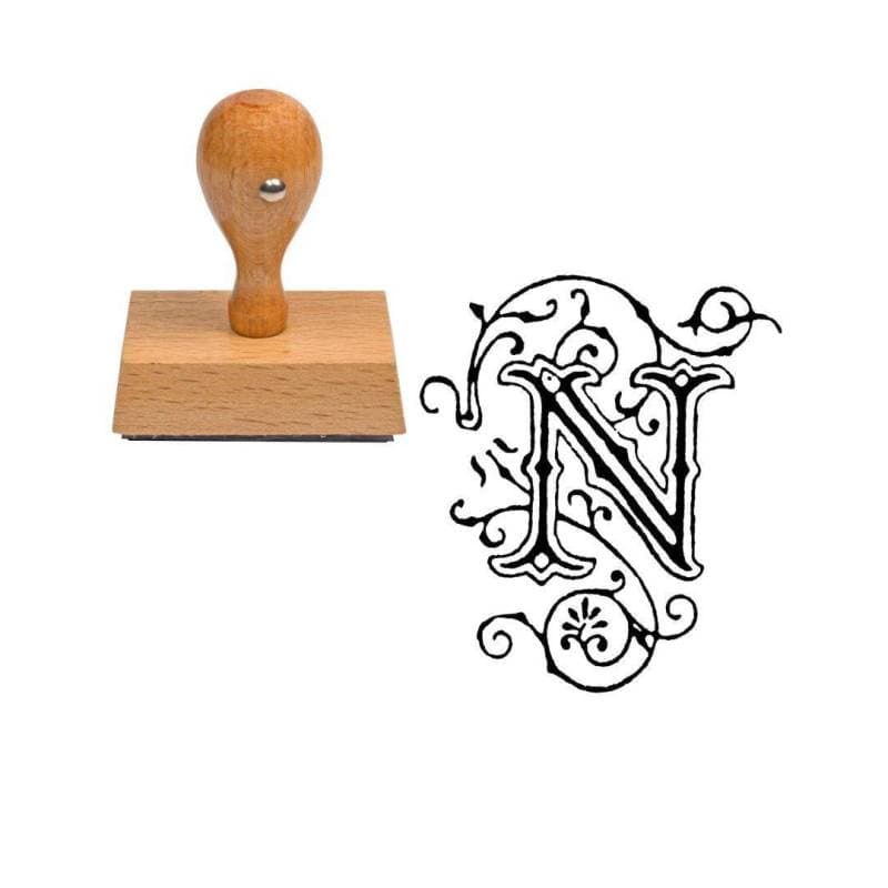 Tampon alphabet N en bois — vue 1