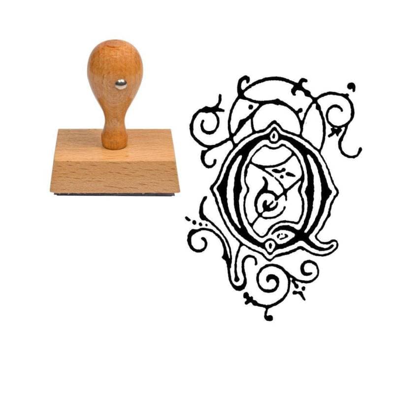 Tampon alphabet Q en bois — vue 1