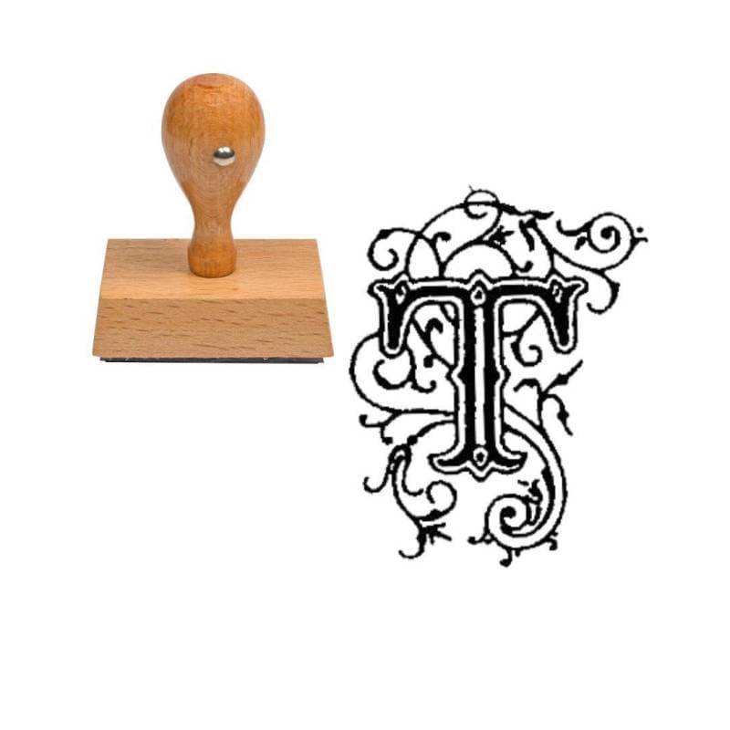 Tampon alphabet T en bois — vue 1