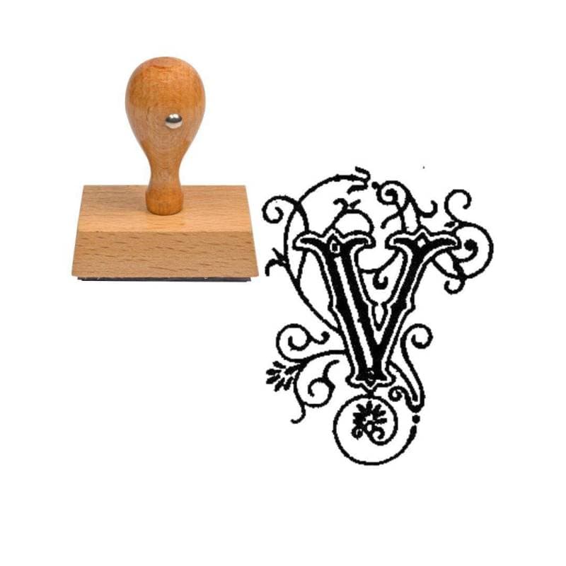 Tampon alphabet V en bois — vue 1