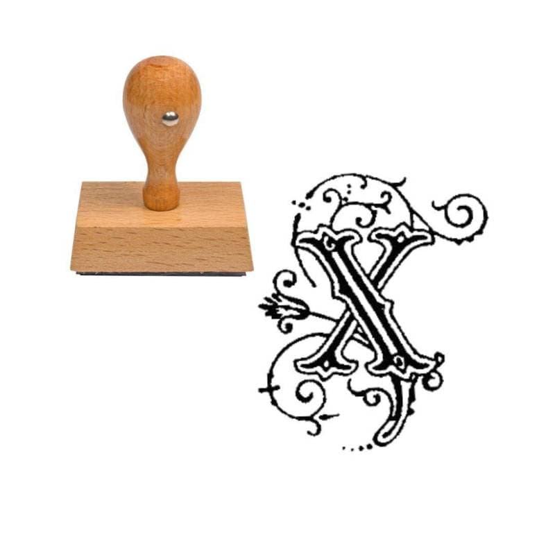 Tampon alphabet X en bois — vue 1