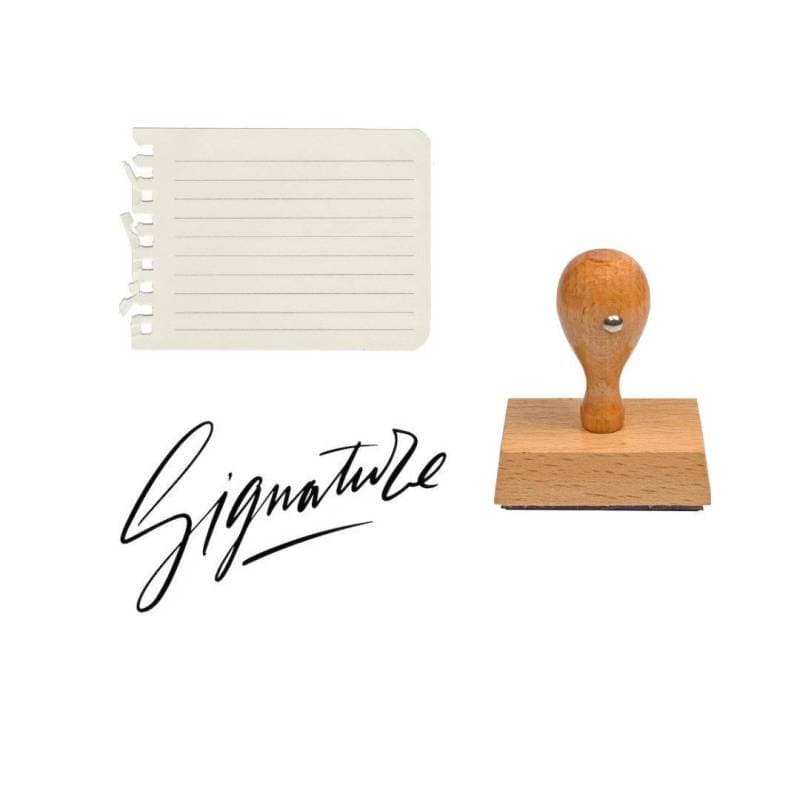 Tampon signature personnalisé en bois — vue 1