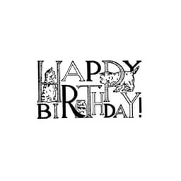 Tampon anniversaire Happy Birthday en bois — vue 1