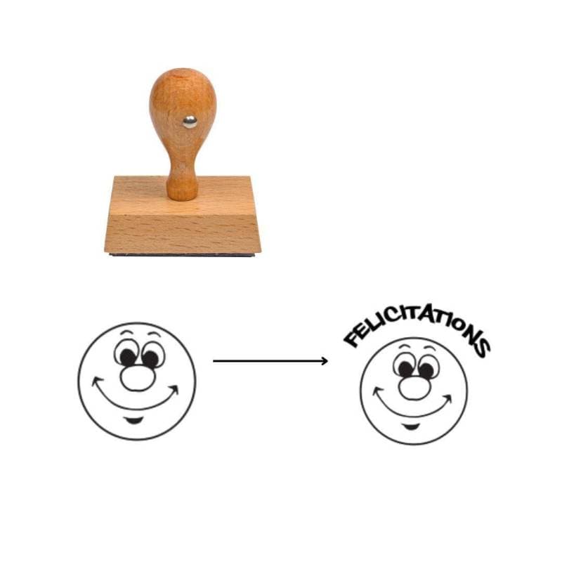 Tampon smiley content bis à personnaliser n°22 — vue 1