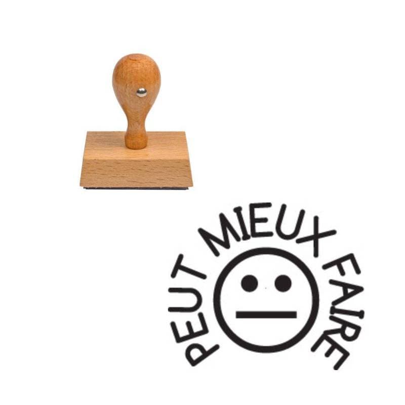 Tampon enseignant smiley peut mieux faire en bois n°32 — vue 1