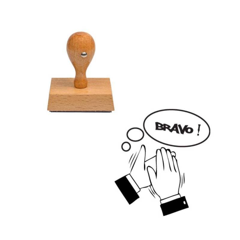 Tampon enseignant bravo applaudissement en bois n°37 — vue 1