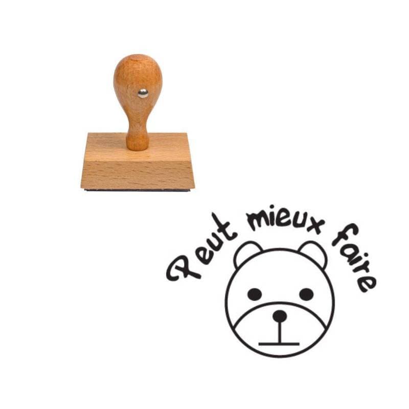 Tampon enseignant ourson peut mieux faire en bois n°43 — vue 1