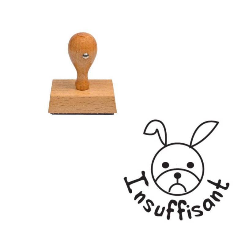 Tampon enseignant lapin insuffisant en bois n°45 — vue 1
