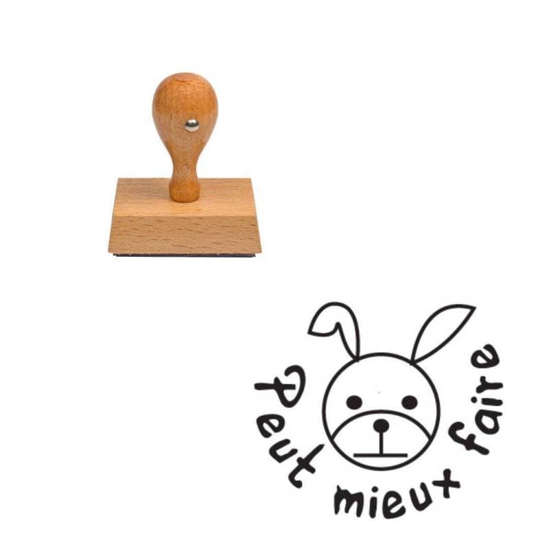 Tampon enseignant lapin peut mieux faire en bois n°46 — vue 1