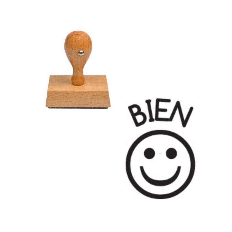 Tampon enseignant smiley bien en bois n°30 — vue 1