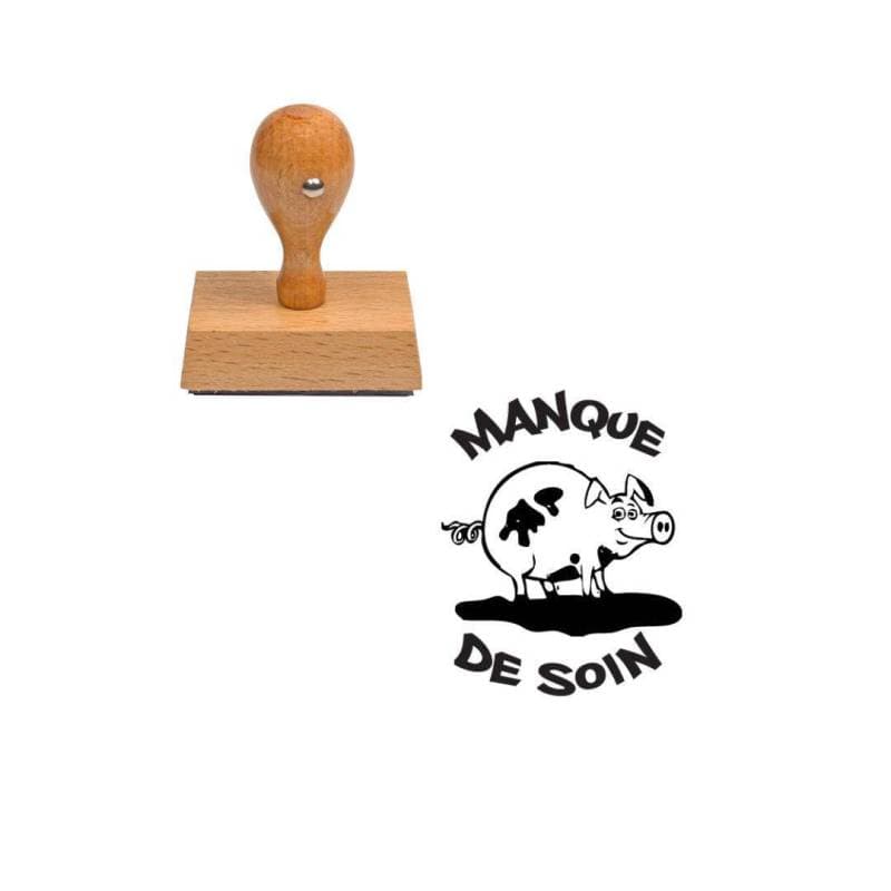 Tampon enseignant manque de soin cochon en bois n°88 — vue 1