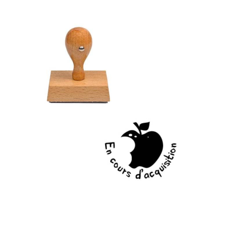 Tampon enseignant en cours d'acquisition pomme en bois n°119 — vue 1