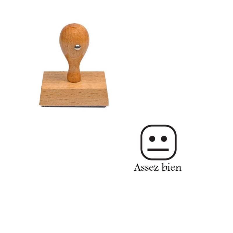 Tampon smiley assez bien en émoticône blanc n°161 — vue 1
