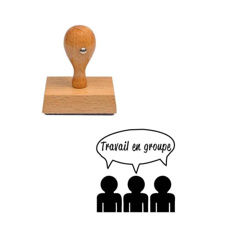 Tampon enseignant travail en groupe bonhomme n°172 — vue 1