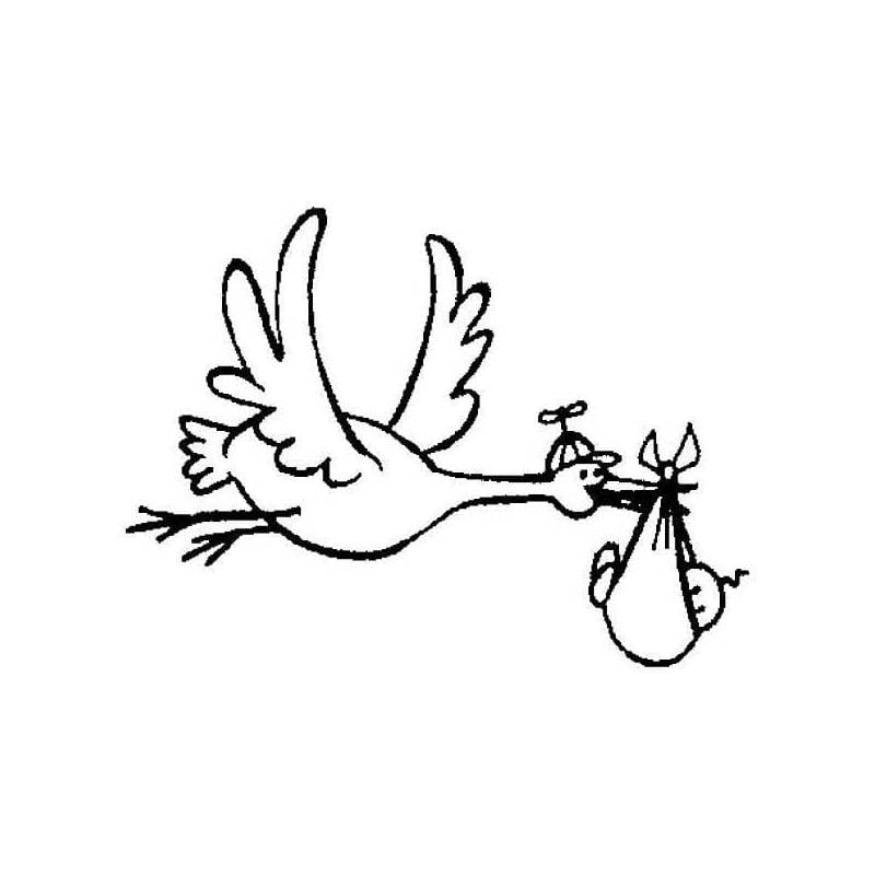 Tampon Naissance cigogne qui porte un bébé n°3 — vue 1