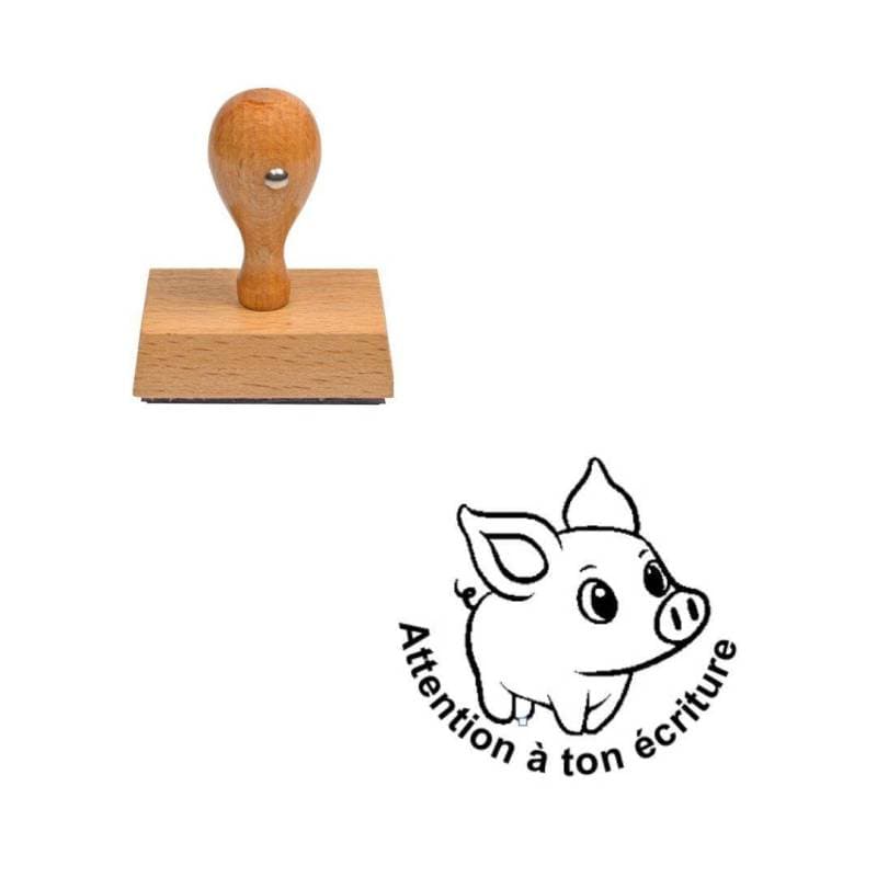Tampon enseignant Attention à ton écriture cochon n°348 — vue 1