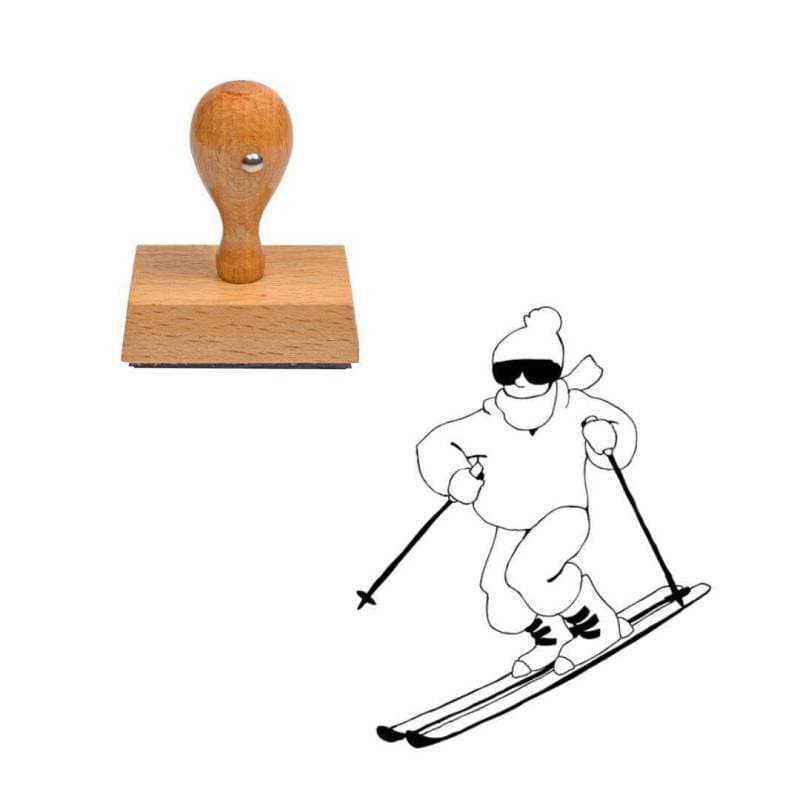Tampon sport skieur en bois — vue 1