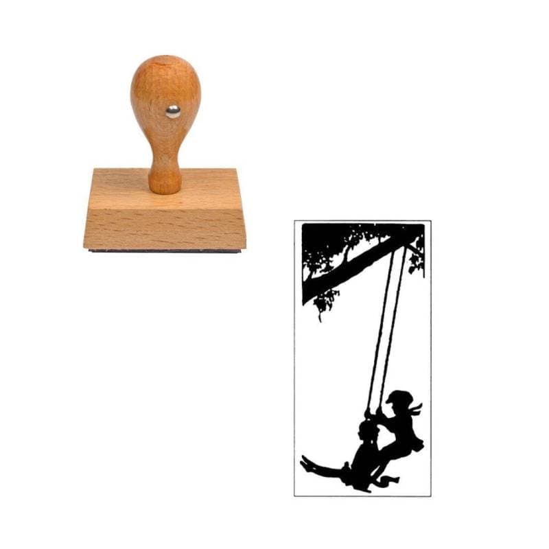 Tampon gravure ancienne tableau balançoire — vue 1