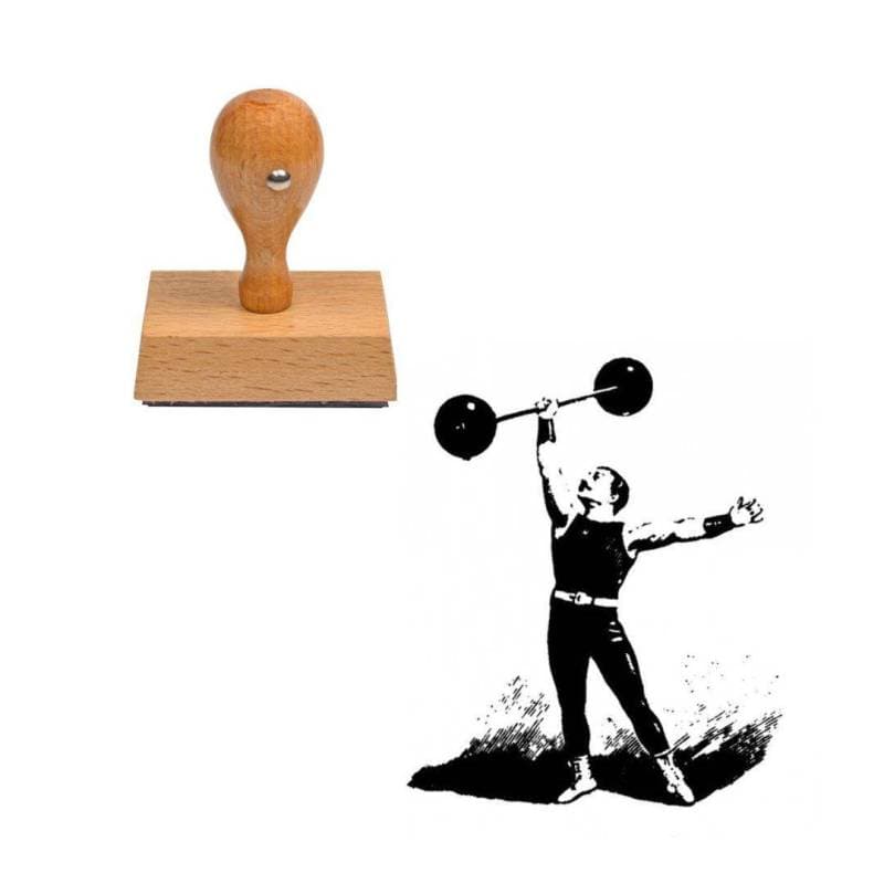 Tampon sport Haltérophile en bois — vue 1