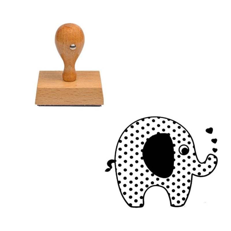 Tampon animaux Eléphant cœur en bois — vue 1