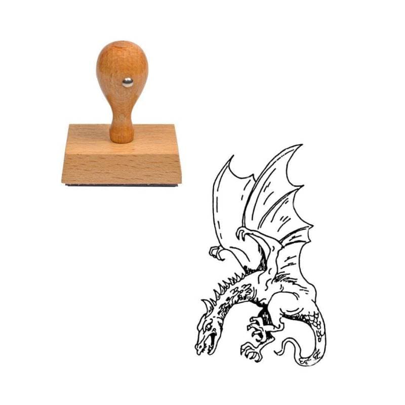 Tampon animaux Dragon Arakys en bois — vue 1
