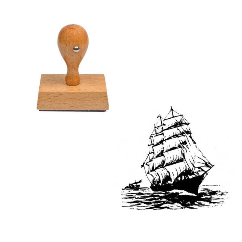 Tampon Voilier Goelette en bois — vue 1