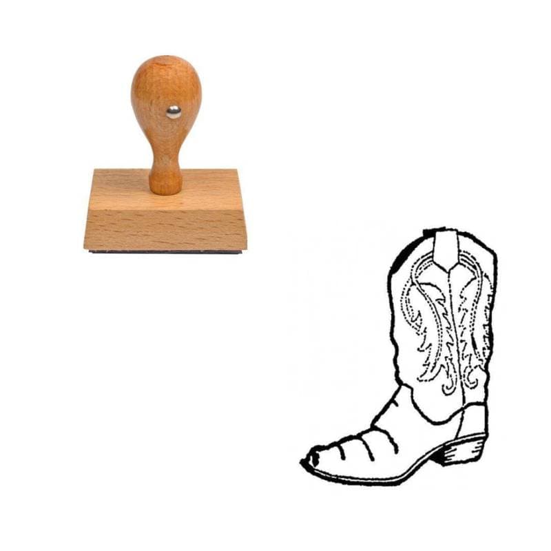 Tampon western Botte de cowboy en bois — vue 1
