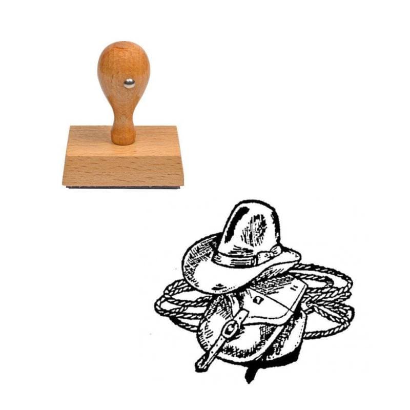 Tampon western Equipement de cow-boy en bois — vue 1
