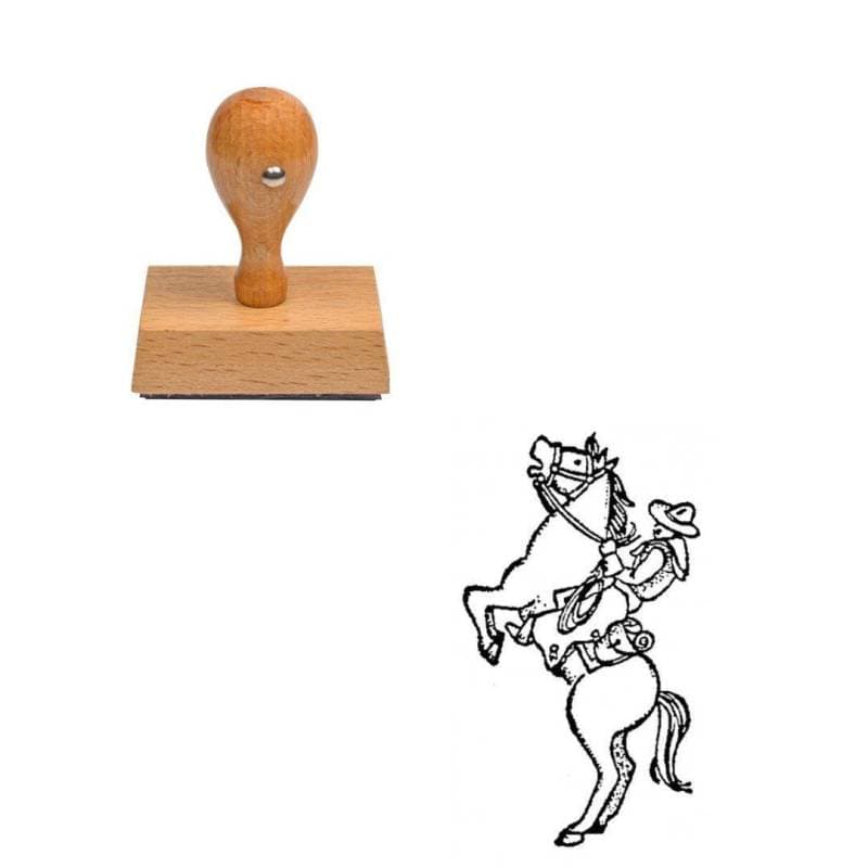 Tampon western Monture de cow-boy en bois — vue 1