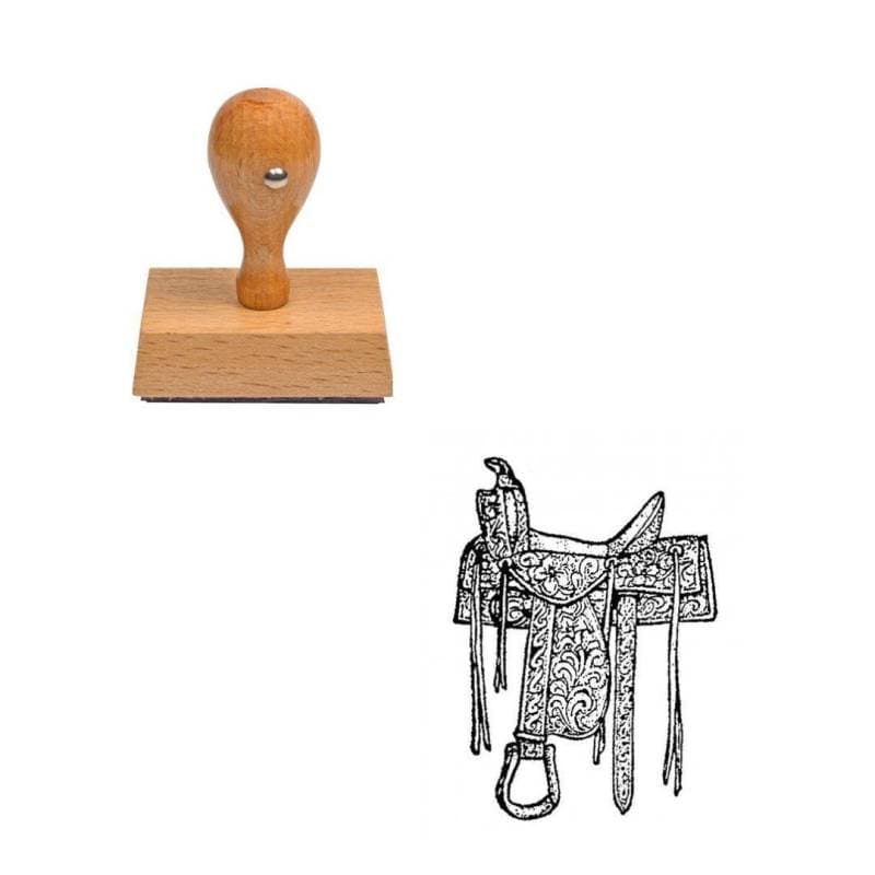 Tampon western Selle de cow-boy en bois — vue 1