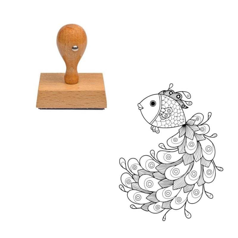 Tampon animaux Poisson fleur en bois — vue 1