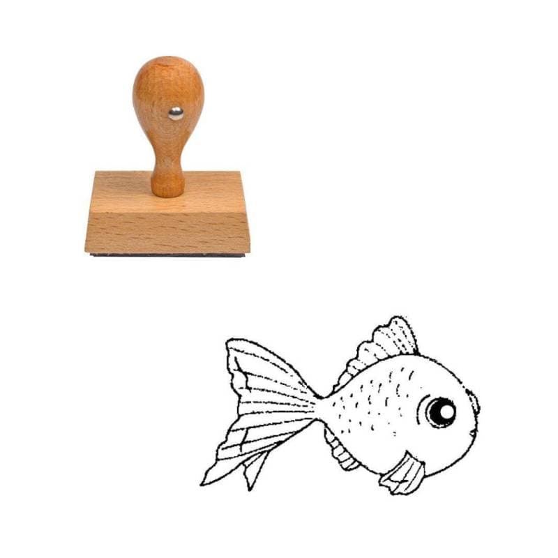 Tampon animaux Poisson rouge en bois — vue 1