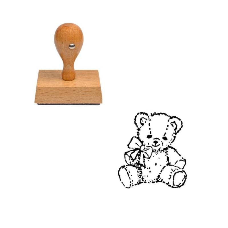 Tampon nounours en peluche en bois — vue 1