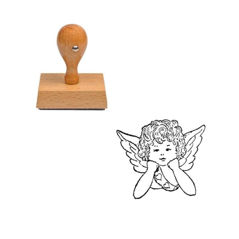 Tampon ange en bois — vue 1
