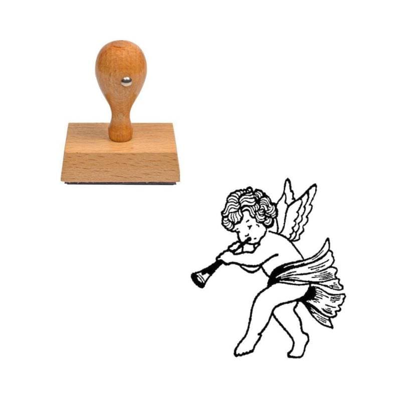 Tampon ange avec une flûte en bois — vue 1
