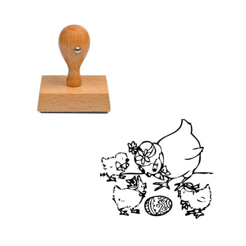 Tampon Pâques Poule, poussin et œuf de Pâques — vue 1