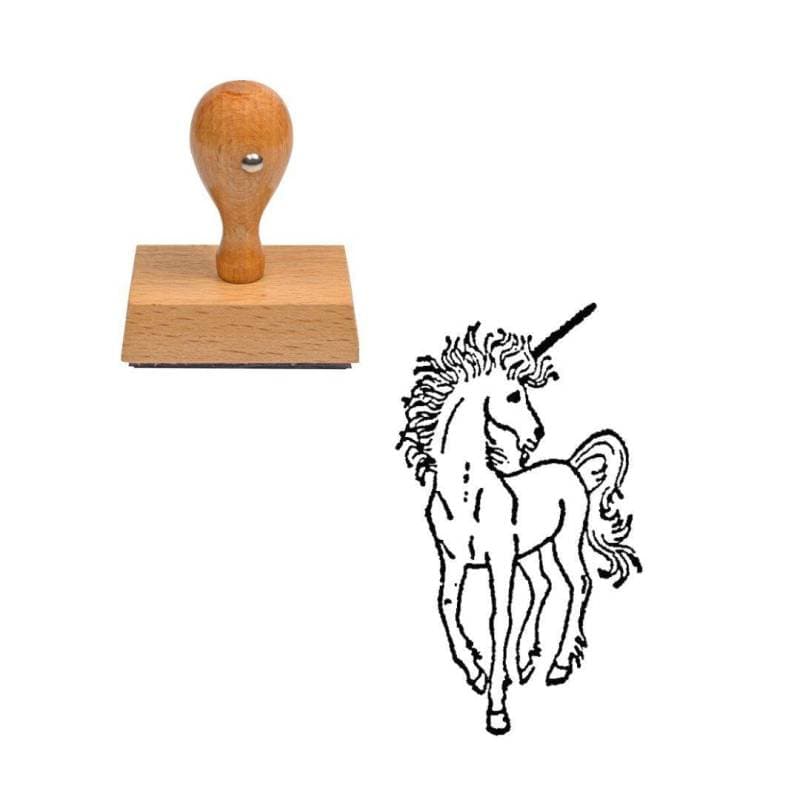Tampon conte de fée Licorne en bois — vue 1