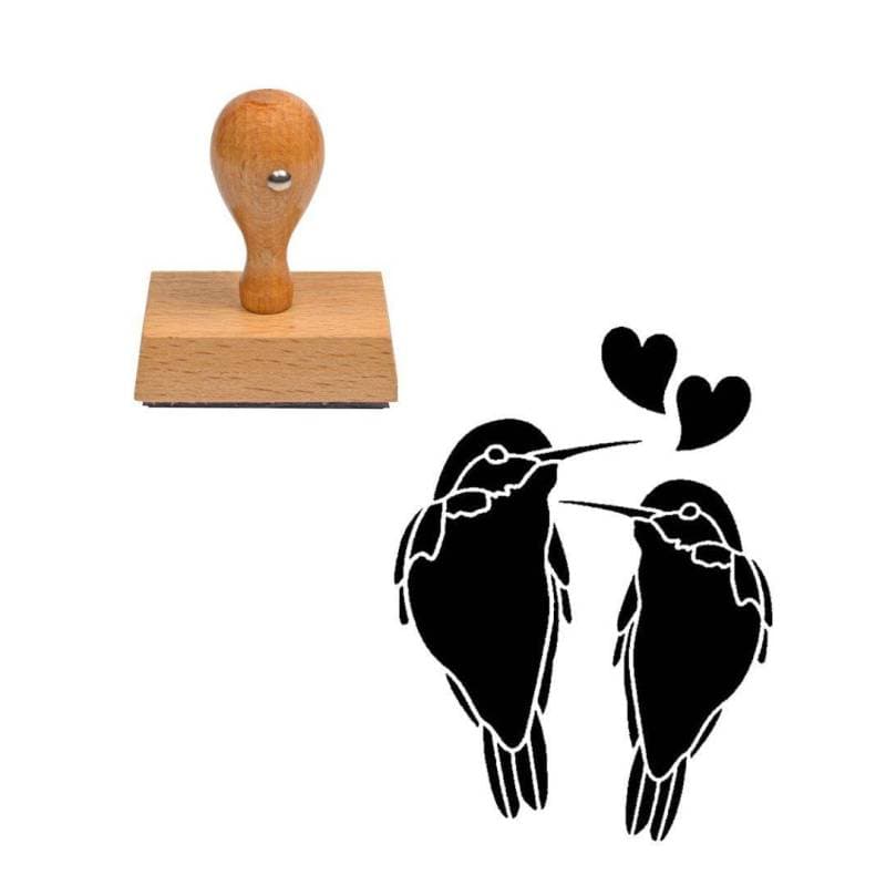 Tampon animaux Couple oiseaux en bois — vue 1