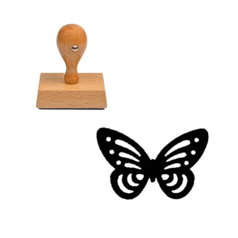 Tampon animaux Papillon à trait en bois — vue 1